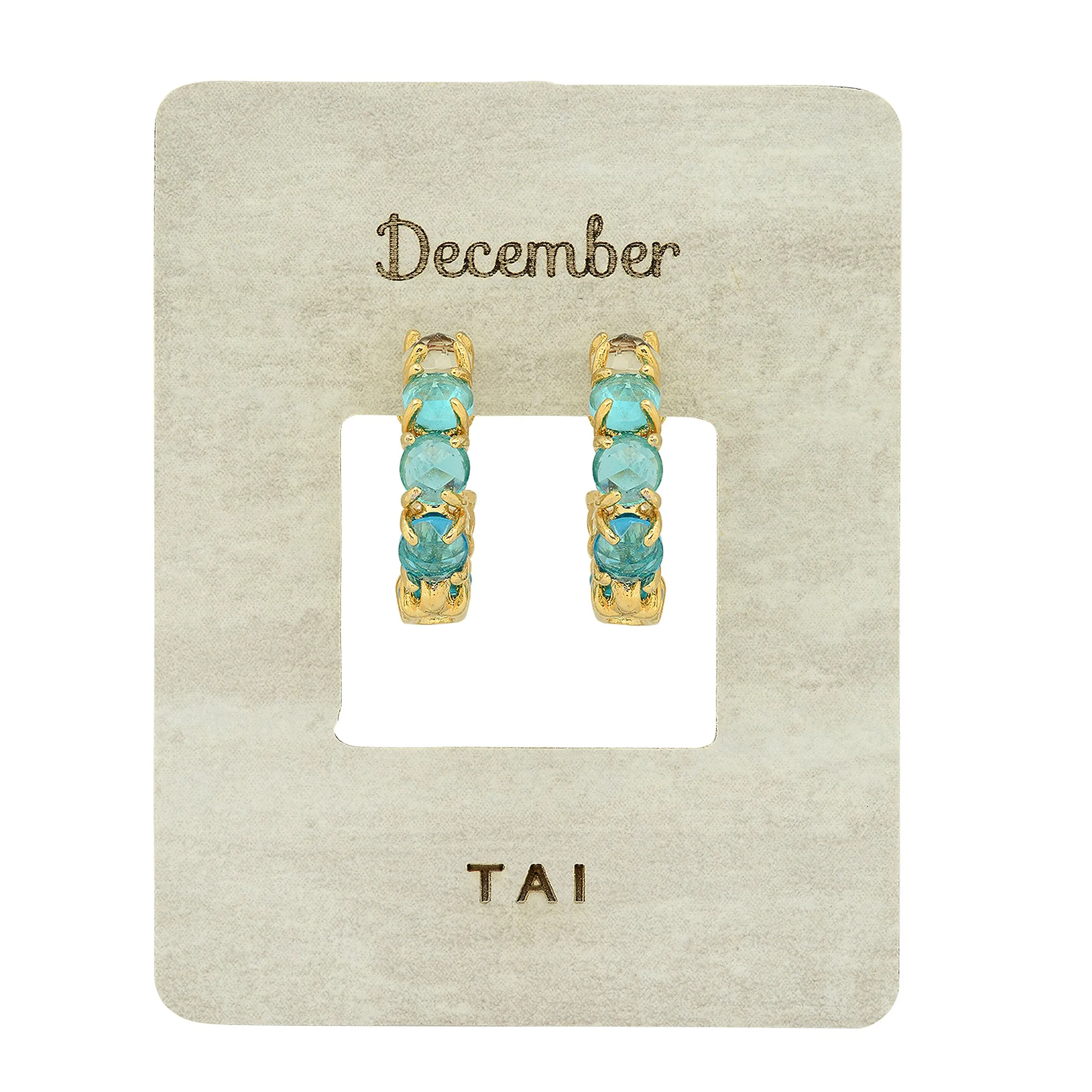 Tai Ombre Birthstone Huggie Hoop Earrings in 14k Gold Plated