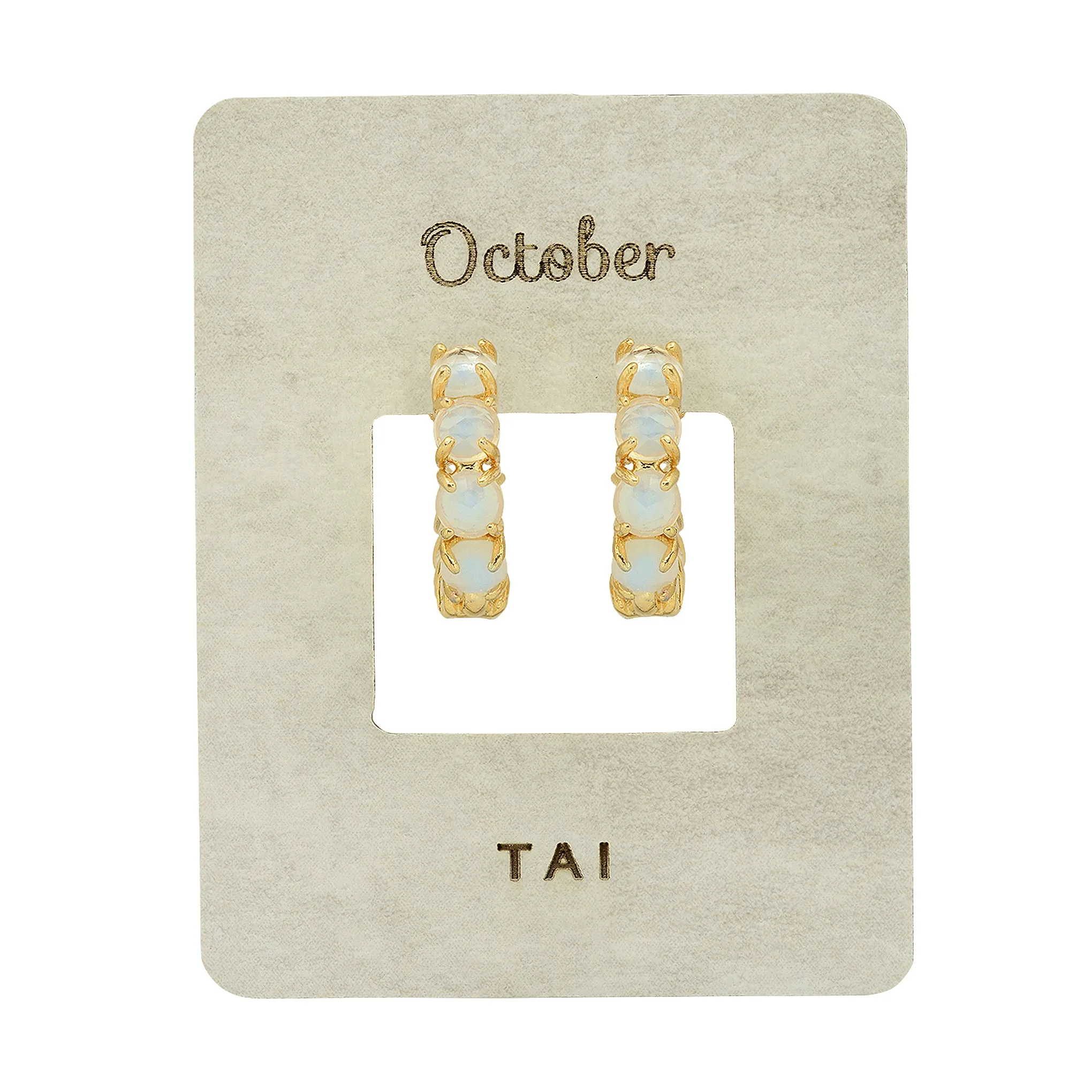 Tai Ombre Birthstone Huggie Hoop Earrings in 14k Gold Plated