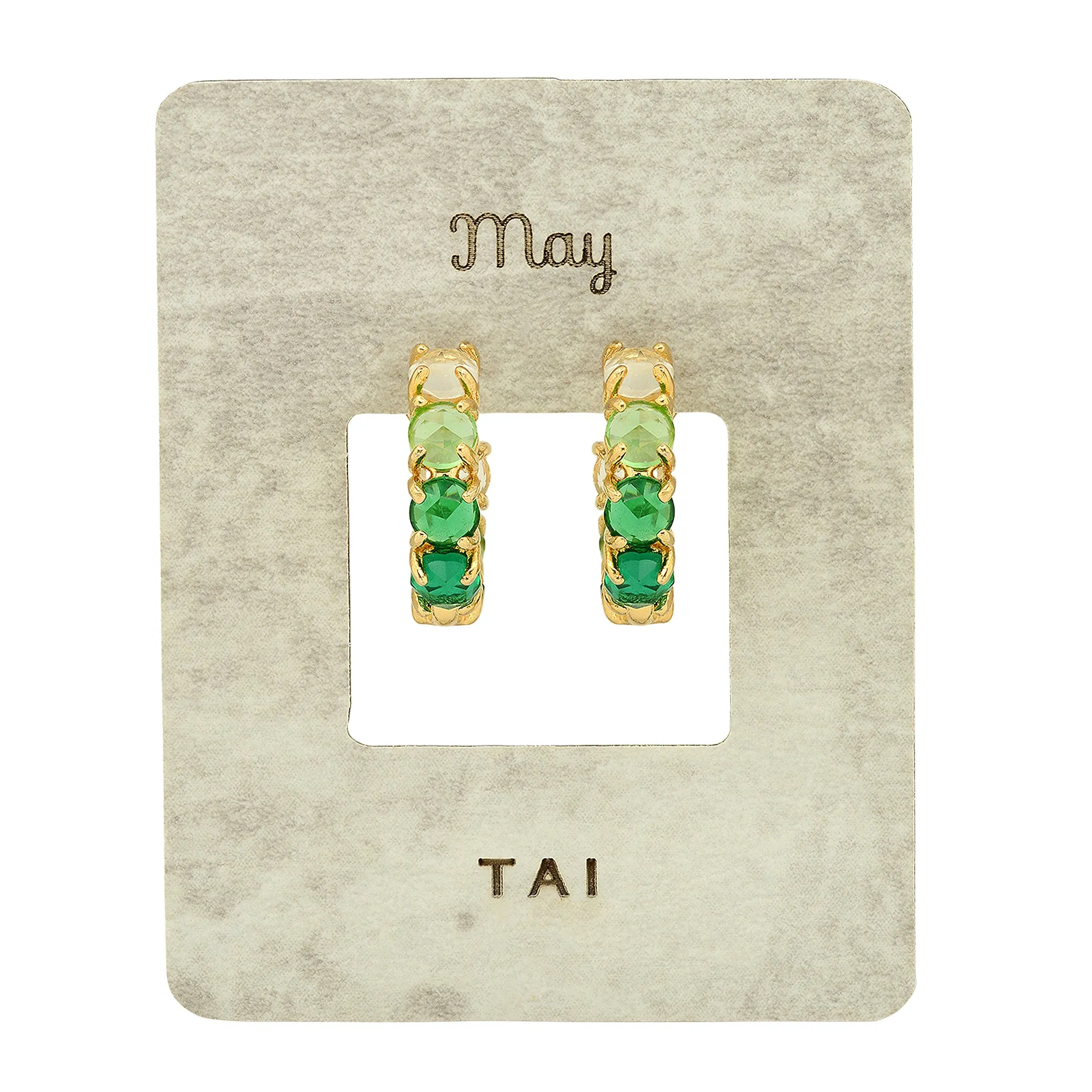 Tai Ombre Birthstone Huggie Hoop Earrings in 14k Gold Plated