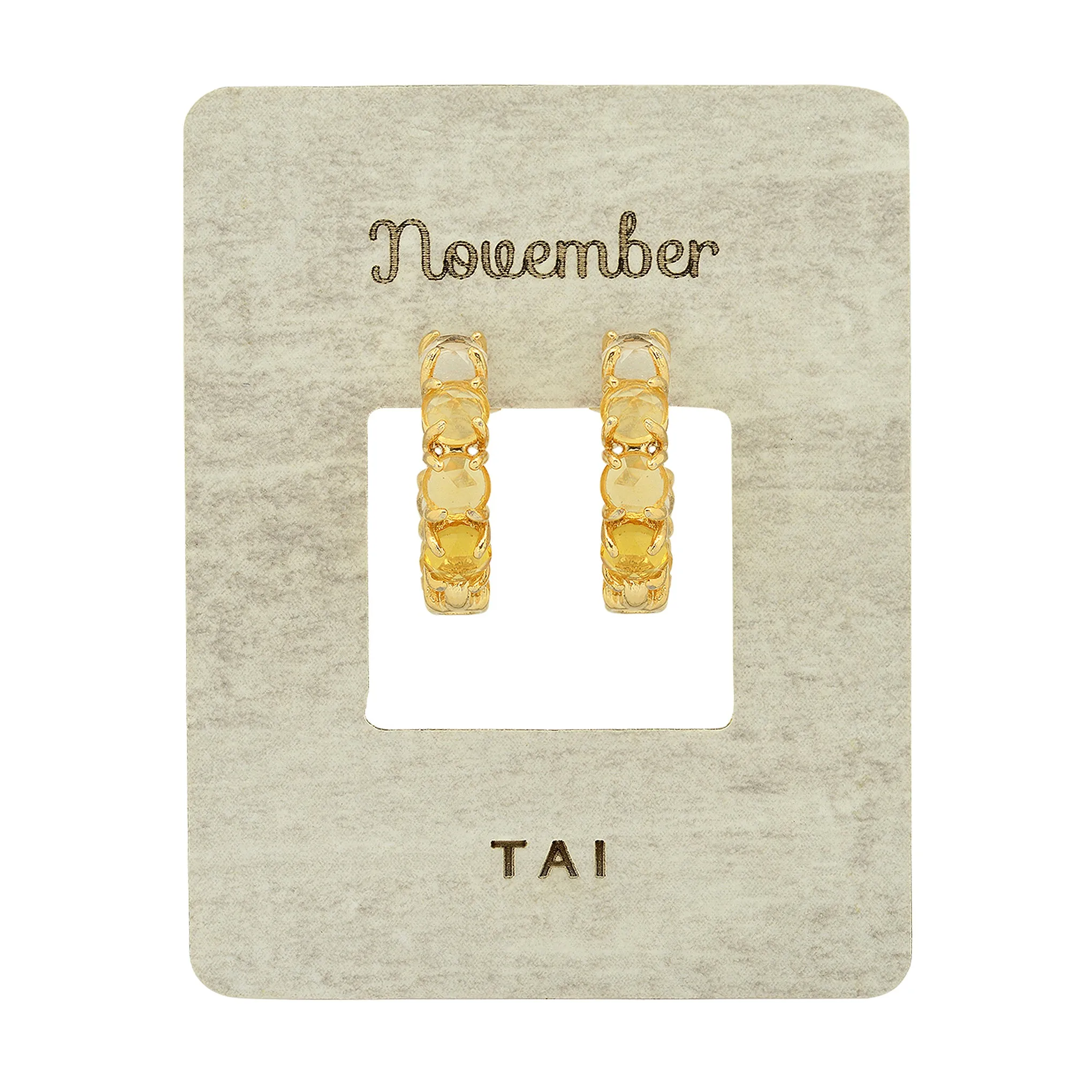 Tai Ombre Birthstone Huggie Hoop Earrings in 14k Gold Plated