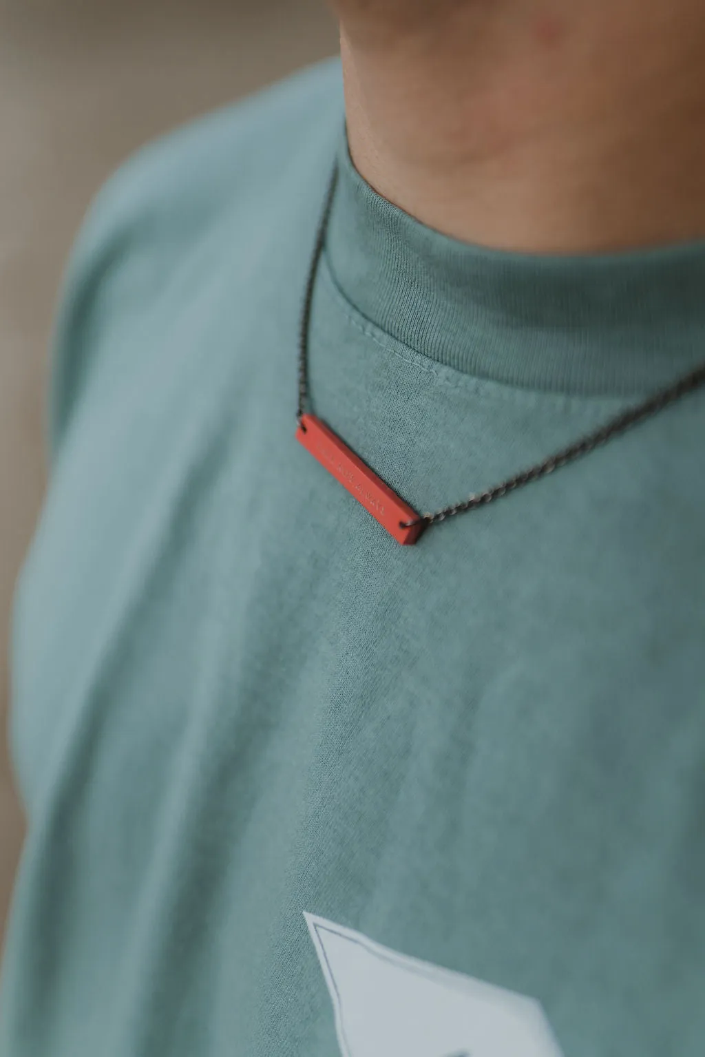 Then, Now, Always Bar Necklace - Coral