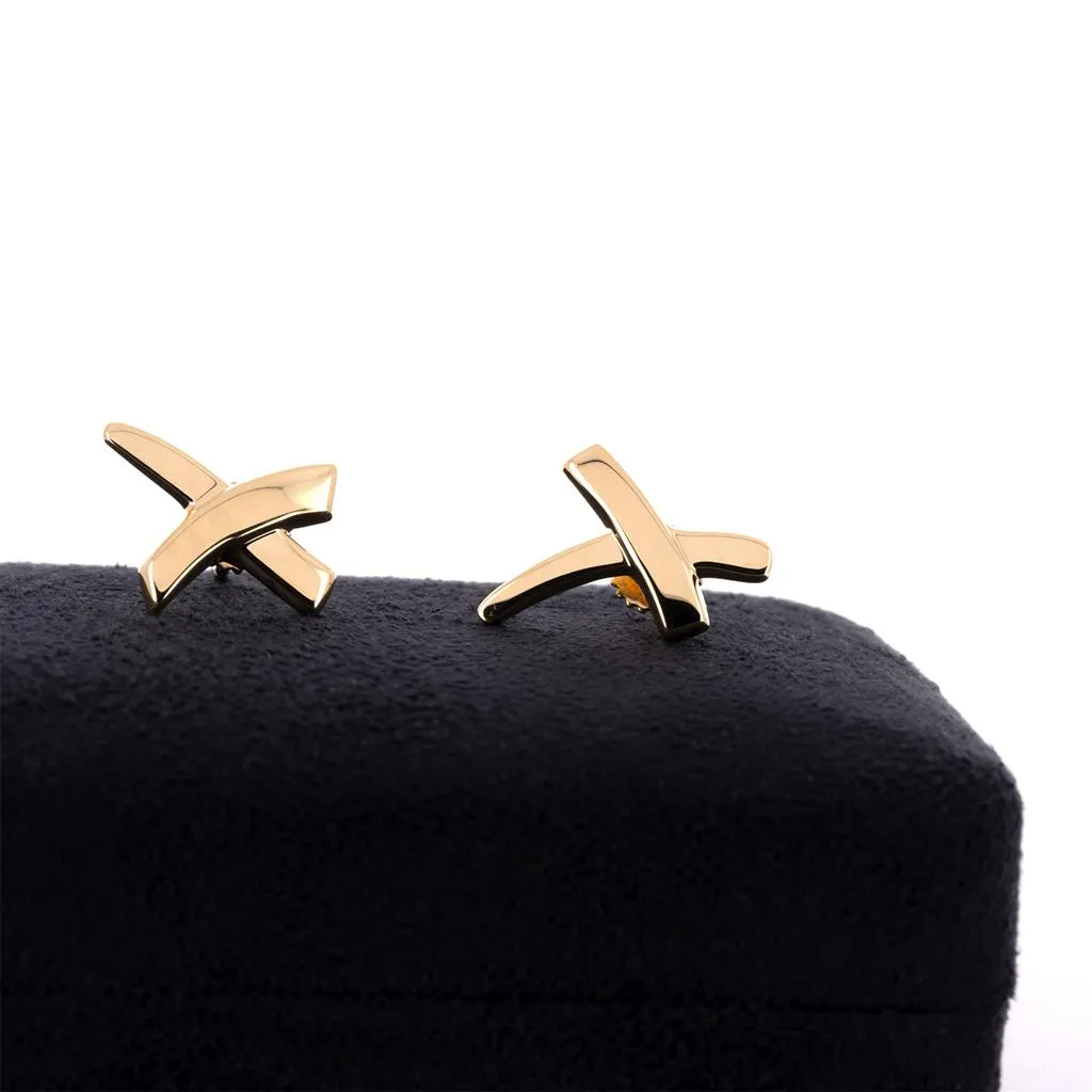 Tiffany & Co. Picasso Graffiti 'X' Studs - Yellow Gold