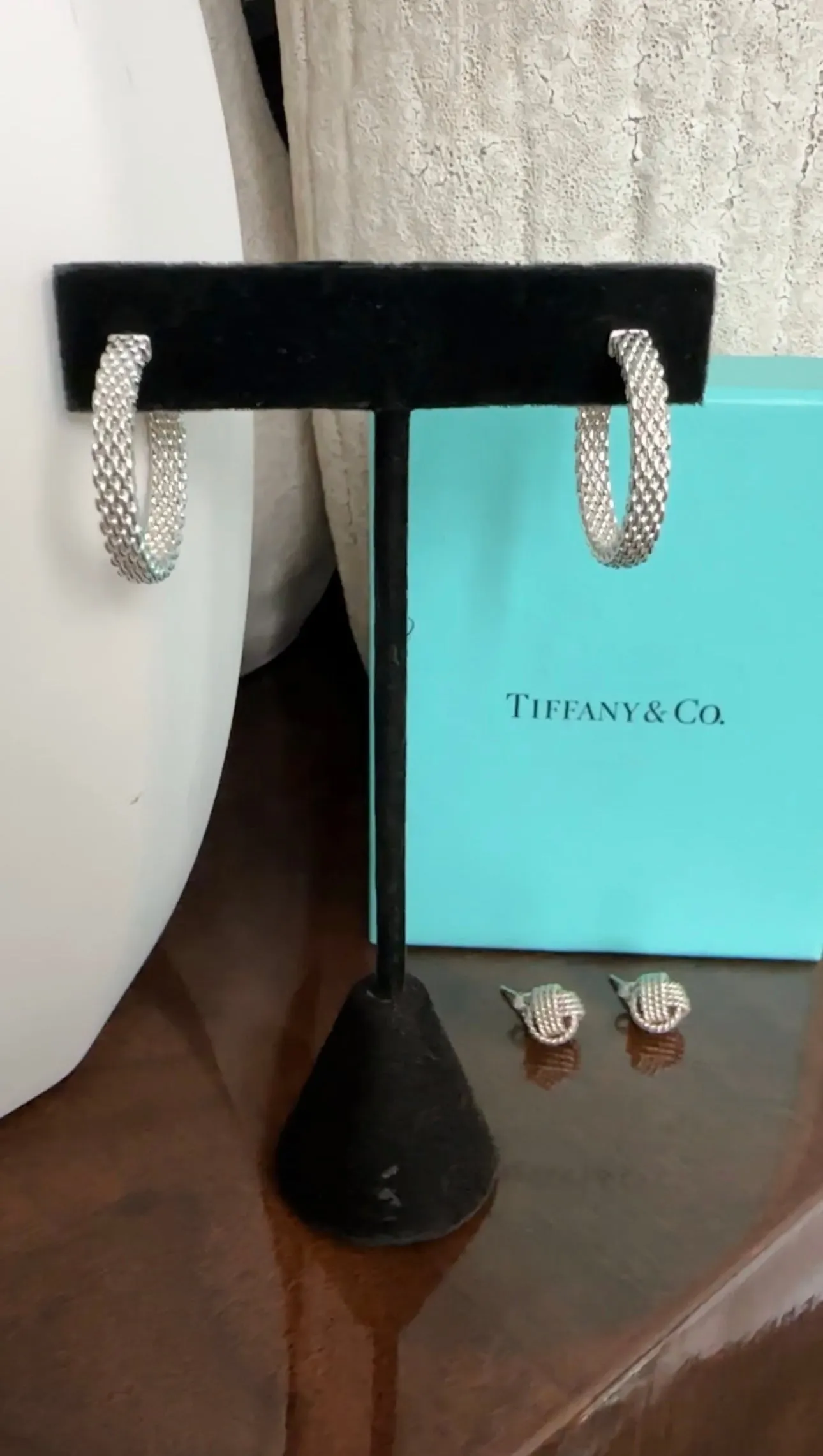 Tiffany & Co.  Sterling Silver Somerset Mesh Hoop Earrings