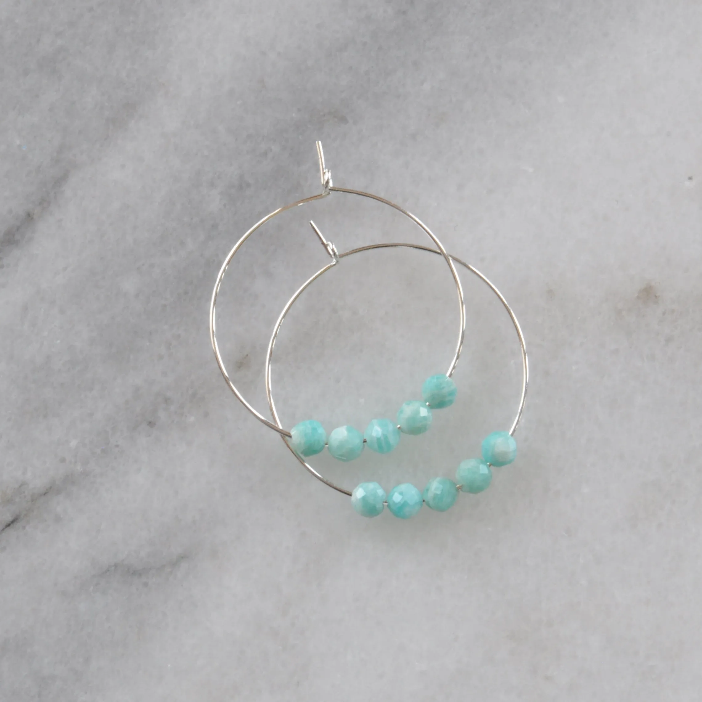 Tiny Gemstone Hoop Earrings