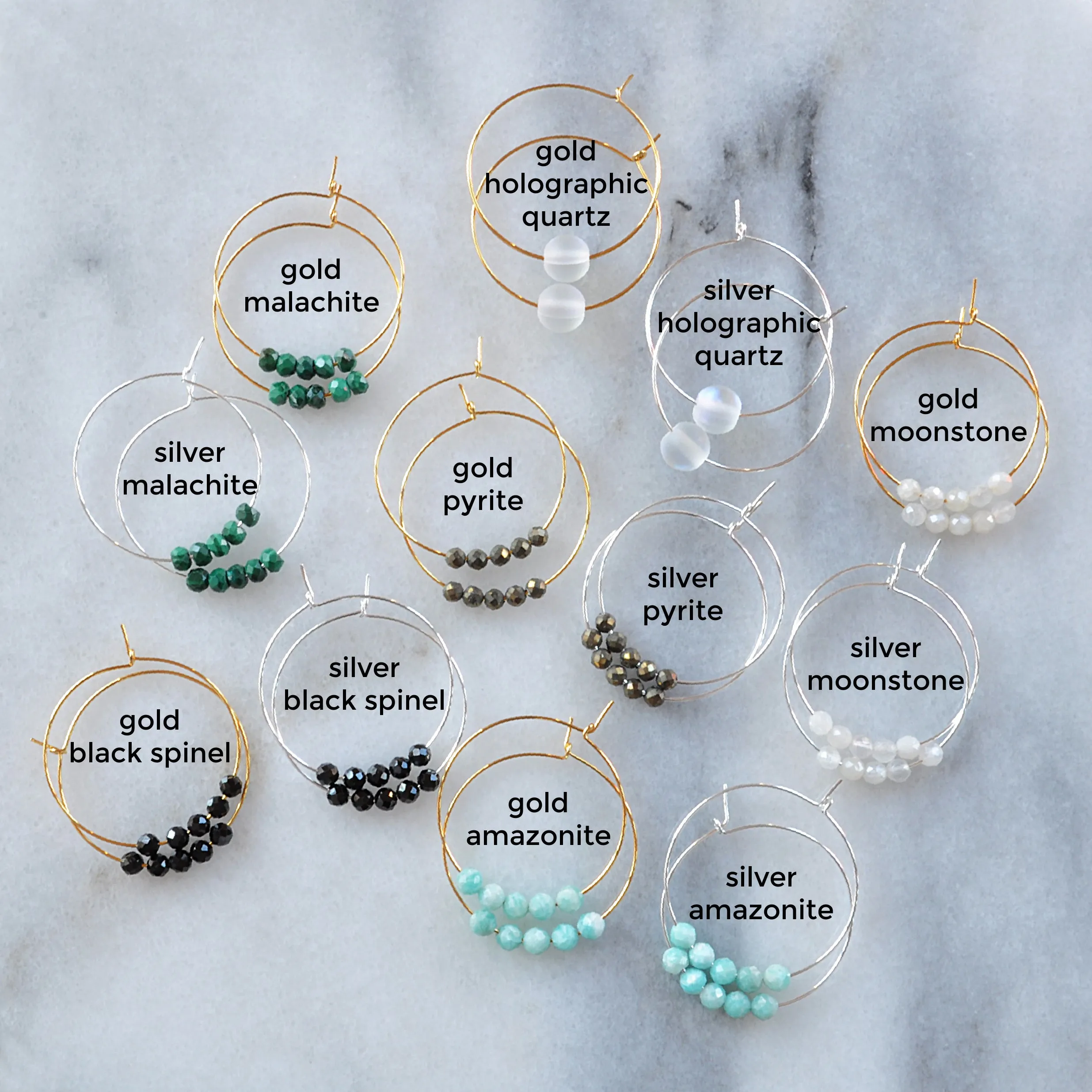 Tiny Gemstone Hoop Earrings