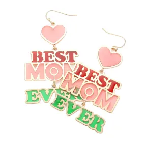 Translucent BEST MOM EVER Message Dangle Earrings