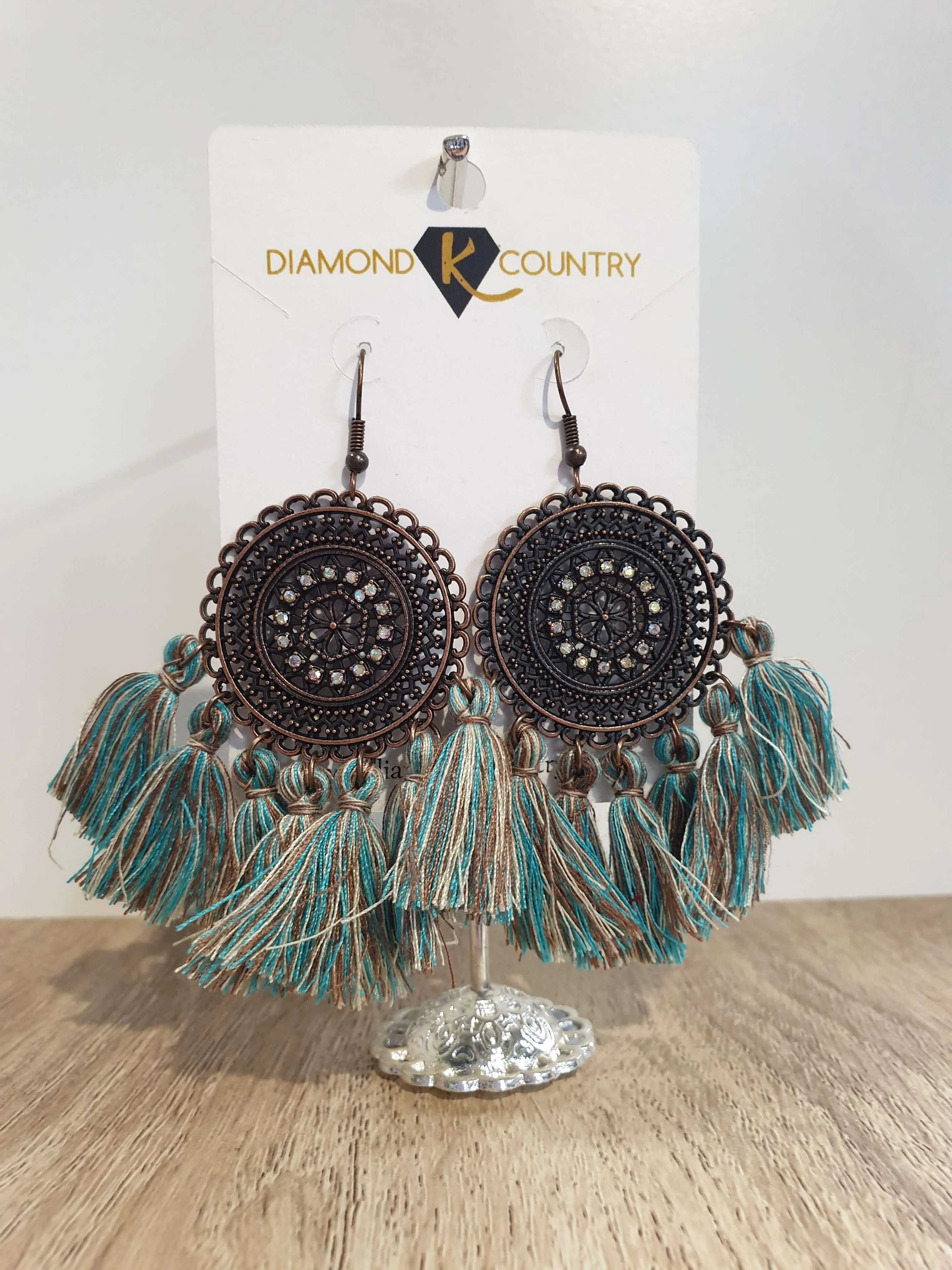 Vintage Boho Round Dangle Tassel Earrings