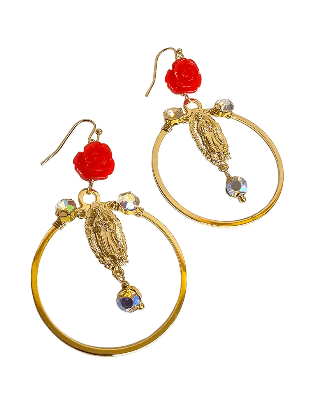 Virgen Rosary Hoop Earrings