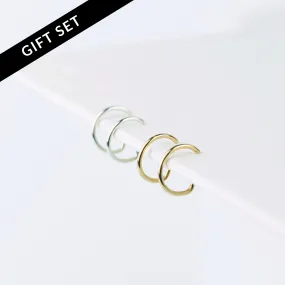 Weightless Huggie Earring Set - Mixed Metal Duo