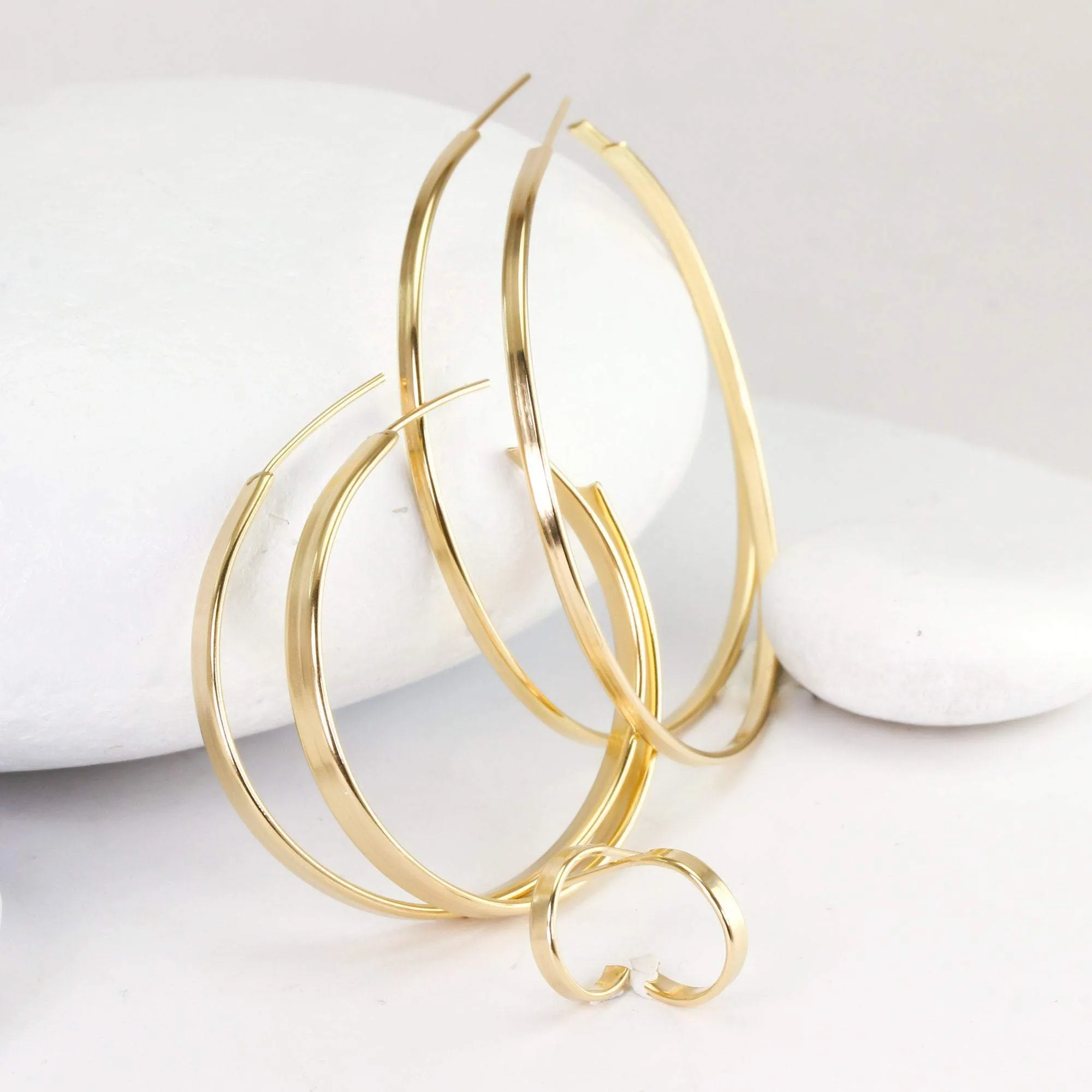 Wide Gold Hoops, 1.25 Inches