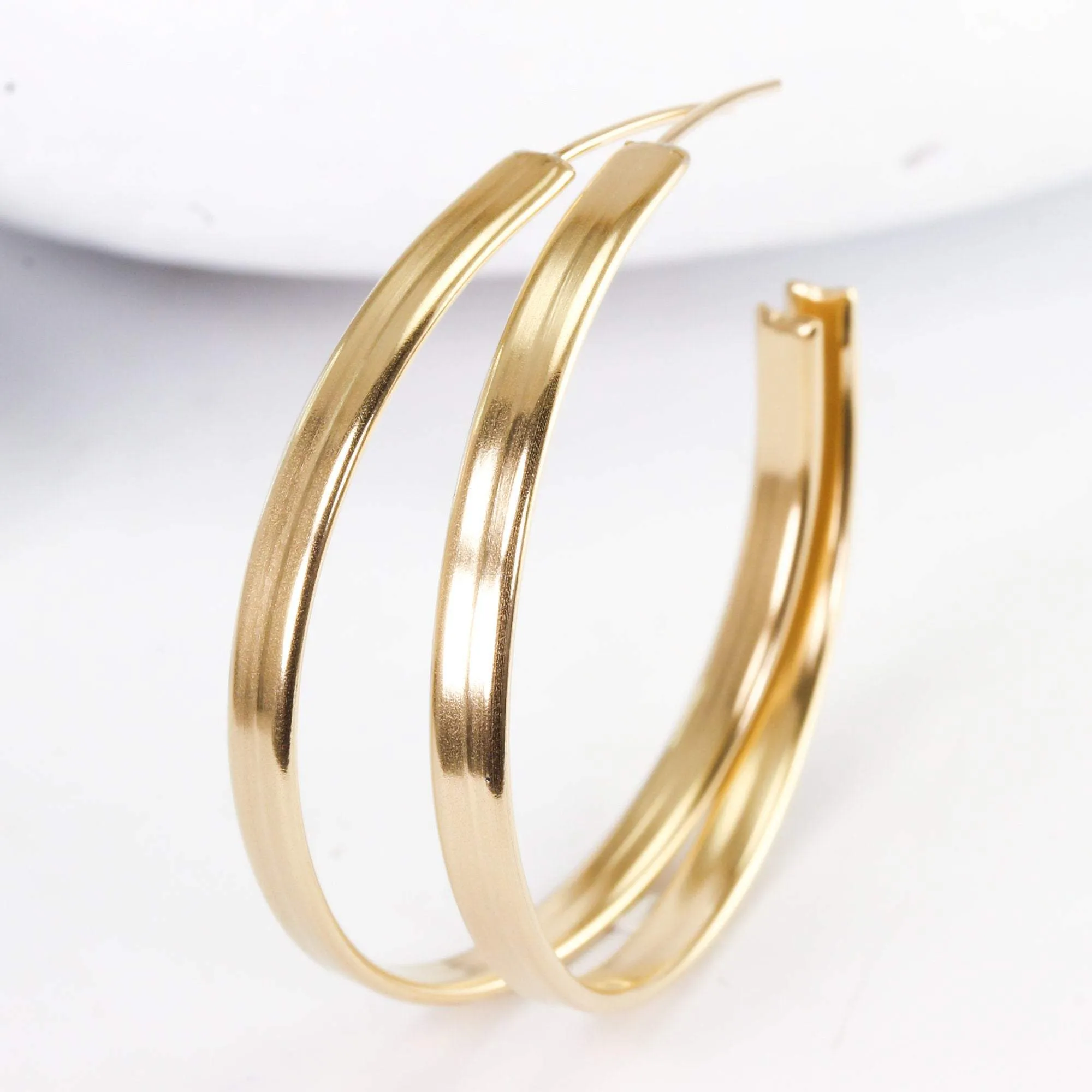 Wide Gold Hoops, 1.25 Inches