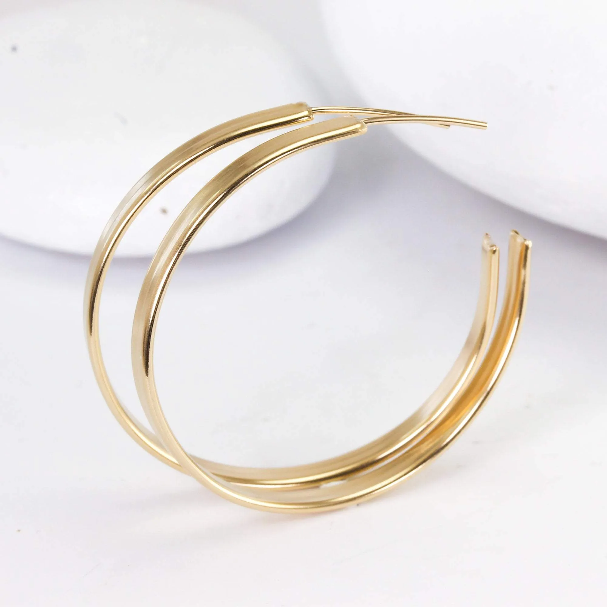 Wide Gold Hoops, 1.25 Inches