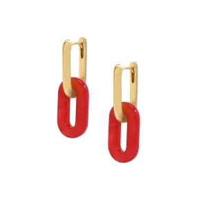 Zenzi 2 in 1 Resin Charm Hoop Earrings Red